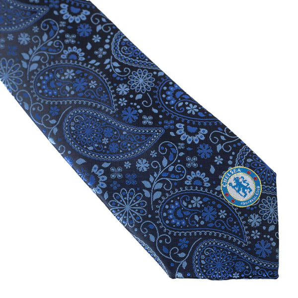 Chelsea FC Paisley Tie LKT Sport Navy paisley tie featuring a small Chelsea crest to the bottom100% polyesterOfficial licensed productApprox 148cm x 8cm Neckties