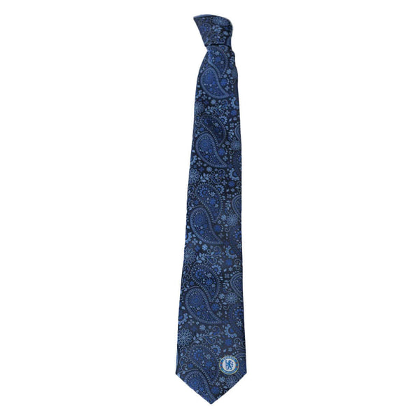 Chelsea FC Paisley Tie LKT Sport Navy paisley tie featuring a small Chelsea crest to the bottom100% polyesterOfficial licensed productApprox 148cm x 8cm Neckties