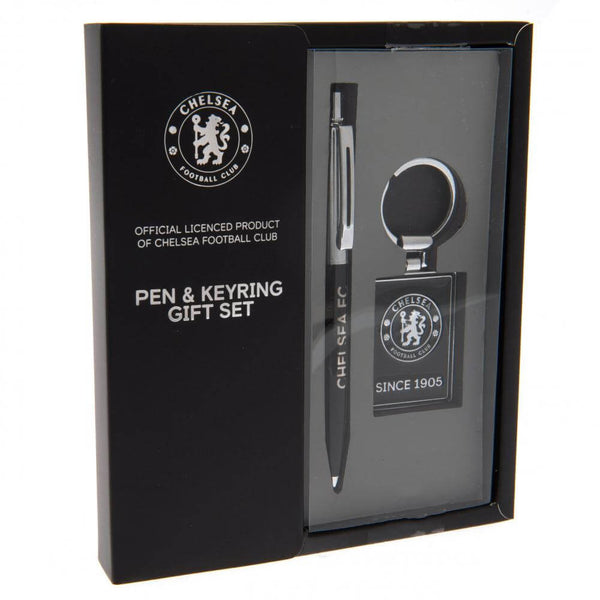 Chelsea FC Pen & Keyring Set LKT Sport Executive pen & keyring gift set1 x executive pen with black ink1 x large executive rectangle keyringOfficial licensed productPen approx 13cm x 1cmKeyring approx 45mm x 35mm Pen & Pencil Sets