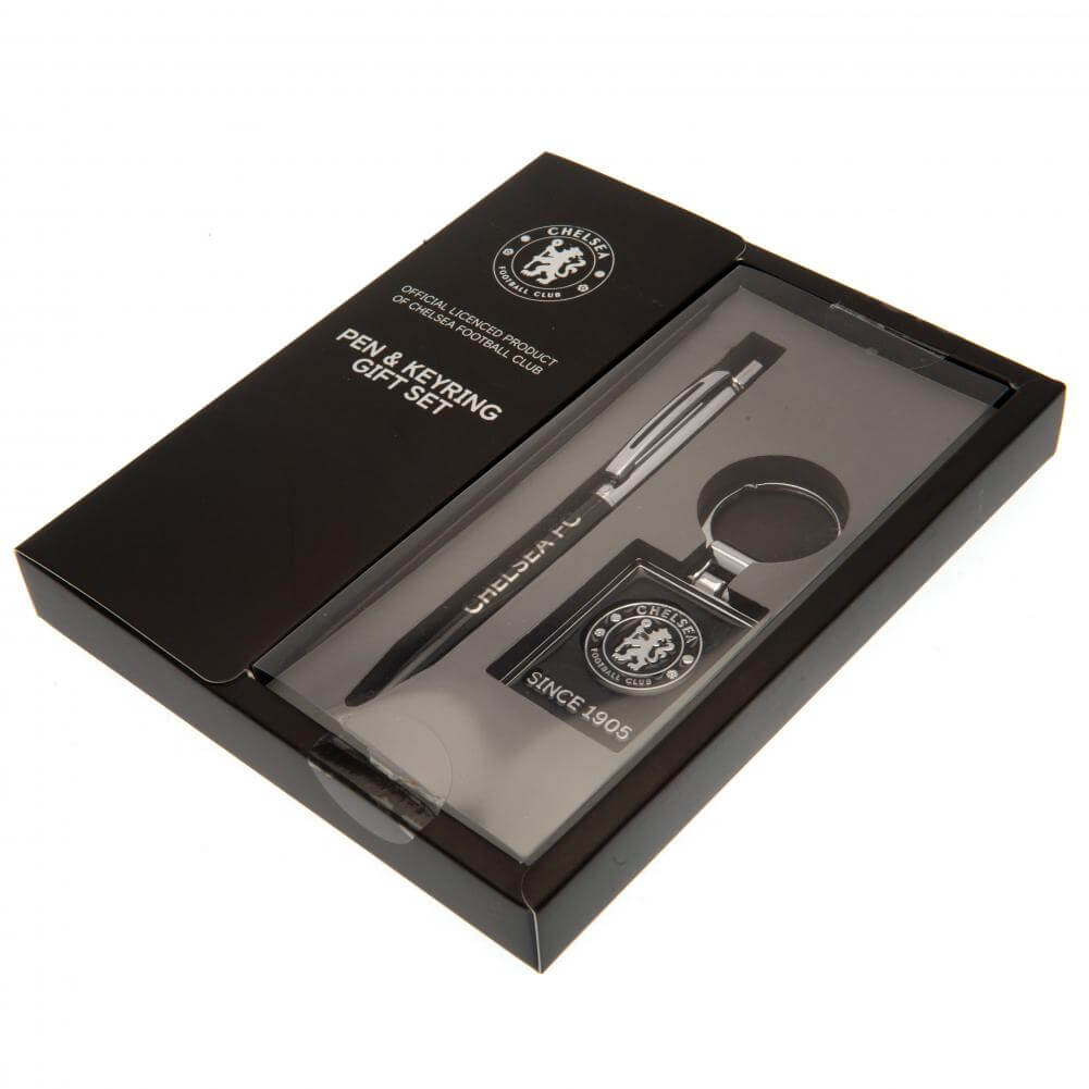 Chelsea FC Pen & Keyring Set LKT Sport Executive pen & keyring gift set1 x executive pen with black ink1 x large executive rectangle keyringOfficial licensed productPen approx 13cm x 1cmKeyring approx 45mm x 35mm Pen & Pencil Sets