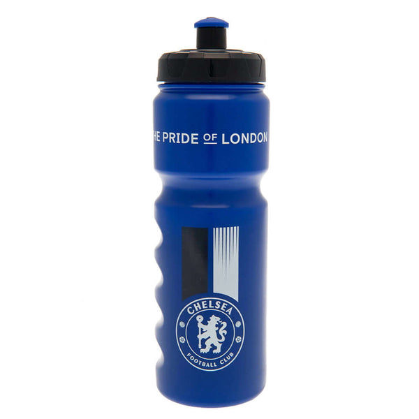 Chelsea FC Plastic Drinks Bottle LKT Sport Easy grip lightweight drinks bottleBlue stripe design bottle with the Chelsea crest in whiteFeatures 'Pride of London' text in whiteWith a screw top lid and push-pull drinking spoutOfficial licensed productApprox