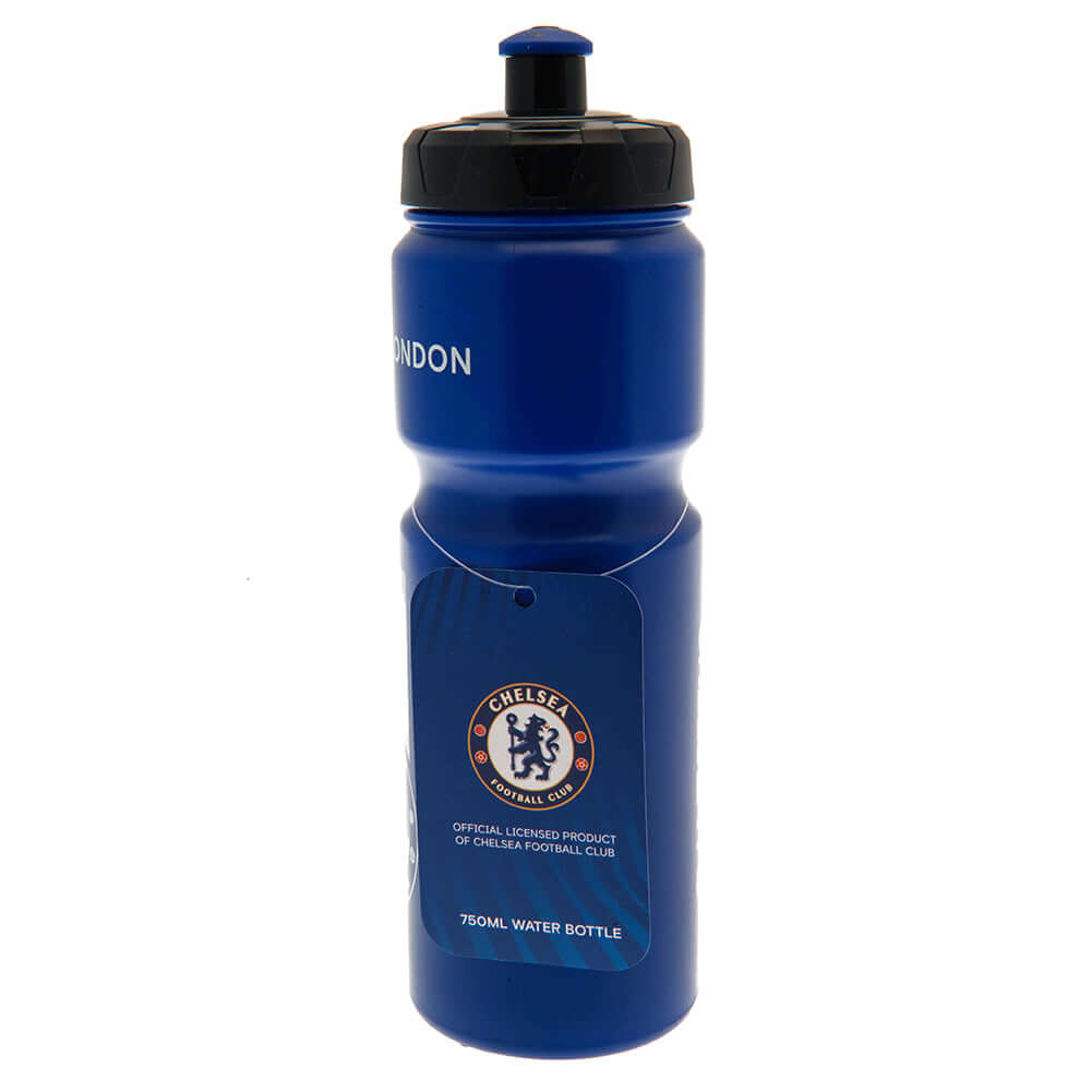 Chelsea FC Plastic Drinks Bottle LKT Sport Easy grip lightweight drinks bottleBlue stripe design bottle with the Chelsea crest in whiteFeatures 'Pride of London' text in whiteWith a screw top lid and push-pull drinking spoutOfficial licensed productApprox