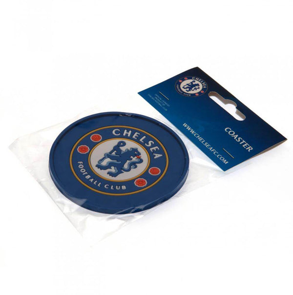 Chelsea FC Silicone Coaster LKT Sport Raised border rubber coaster featuring a vibrant stamped crestMade from flexible non slip siliconeWipe clean finishOfficial licensed productApprox 9cm in diameter Coasters