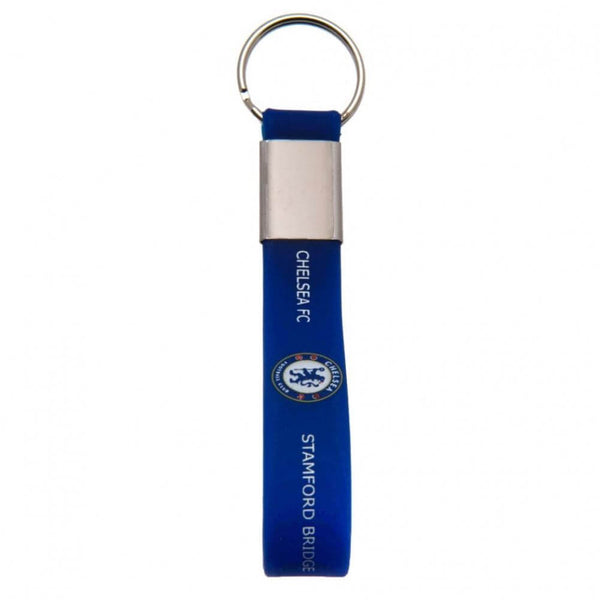 Chelsea FC Silicone Keyring LKT Sport Silicone strap keyring with silver colour metal band and split ringVibrant royal blue strap with full colour crest and chelsea stamford bridge text designOfficial licensed productApprox 10cm x 1.5cm Keychains
