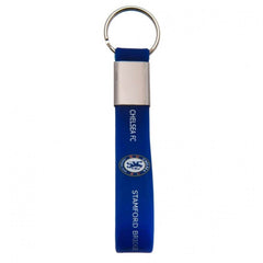 Chelsea FC Silicone Keyring LKT Sport Silicone strap keyring with silver colour metal band and split ringVibrant royal blue strap with full colour crest and chelsea stamford bridge text designOfficial licensed productApprox 10cm x 1.5cm Keychains