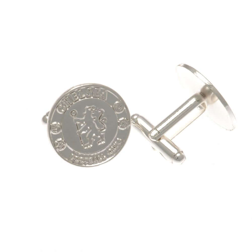 Chelsea FC Silver Plated Formed Cufflinks LKT Sport Silver plated crest shaped cufflinks in a chrome finishFeaturing a highly detailed formed Chelsea crestOn a bullet back fixingOfficial licensed productApprox 20mm x 20mm Cufflinks
