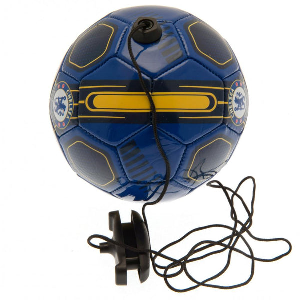 Chelsea FC Size 2 Skills Trainer LKT Sport Great close control and skills training aidSize 2 training ball with a cordBlue football featuring a full colour Chelsea crest and navy detailPerfect for improving passing, control and reactionsOfficial licensed