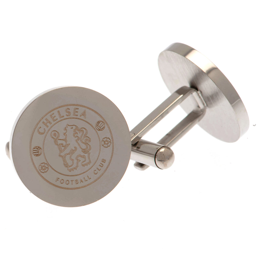 Chelsea FC Stainless Steel Round Cufflinks LKT Sport Football>Premier League>Chelsea FC