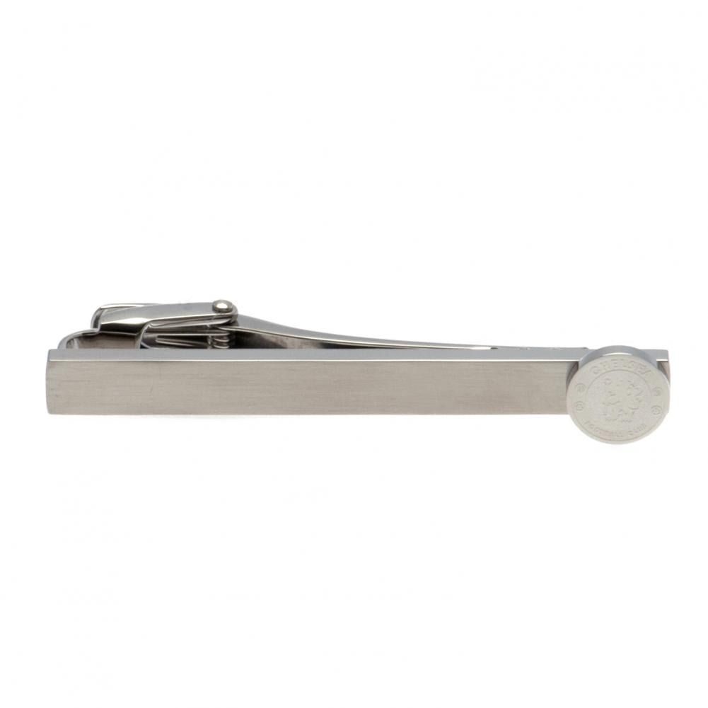 Chelsea FC Stainless Steel Tie Slide LKT Sport Stylish and discreet design tie slide Stainless steel pin featuring the Chelsea crest With a crocodile clip back Official licensed product Approx 60mm x 12mm Presented in a gift box Tie Clips