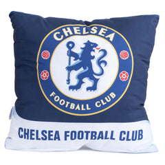 Chelsea FC Text Cushion LKT Sport Blue cushion featuring a full colour Chelsea crest with text reading CHELASEA FOOTBALL CLUB across the bottomDesign repeated on the reverse100% Polyester machine washable removable coverOfficial licensed productApprox 40c