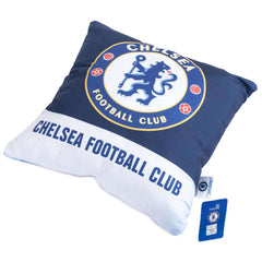 Chelsea FC Text Cushion LKT Sport Blue cushion featuring a full colour Chelsea crest with text reading CHELASEA FOOTBALL CLUB across the bottomDesign repeated on the reverse100% Polyester machine washable removable coverOfficial licensed productApprox 40c