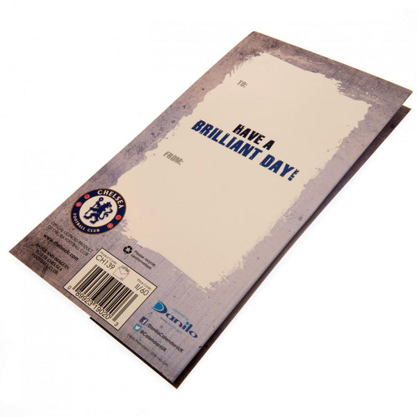 Chelsea FC The Blues Birthday Card LKT Sport Colourful gloss finish birthday cardFeaturing a graphic design and Chelsea crestMessage on the reverse reads 'Have a Brilliant Day'Official licensed productApprox 22cm x 12cm Greeting Cards