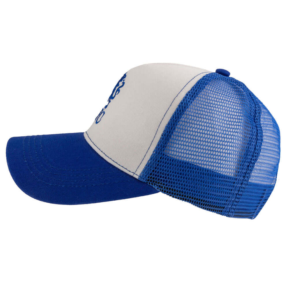 Chelsea FC Trucker Cap LKT Sport Classic design curve brim hat with club logo on the front and a blue mesh at the backFeatures an embroidered Chelsea Lion crestWith a snapback size adjuster 55-61cmOfficial licensed productAdults, to fit approx 58cm Caps