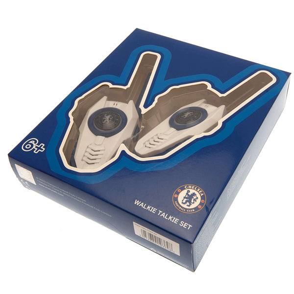 Chelsea FC Walkie Talkie Set LKT Sport Compact and easy to use Walkie Talkie set with a good reach for communicationDesigned in the Chelsea FC royal blue and white branding with a crest in the middleLightweight yet durable, ideal for outdoor use3 x AAA Ba