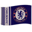 Chelsea FC Wordmark Flag LKT Sport Large 100% polyester supporters flag This blue wordmark flag features a full colour Chelsea crest, grey stripe design and text Perfect for any wall with ready to hang metal eyelets Official licensed product Approx 152cm