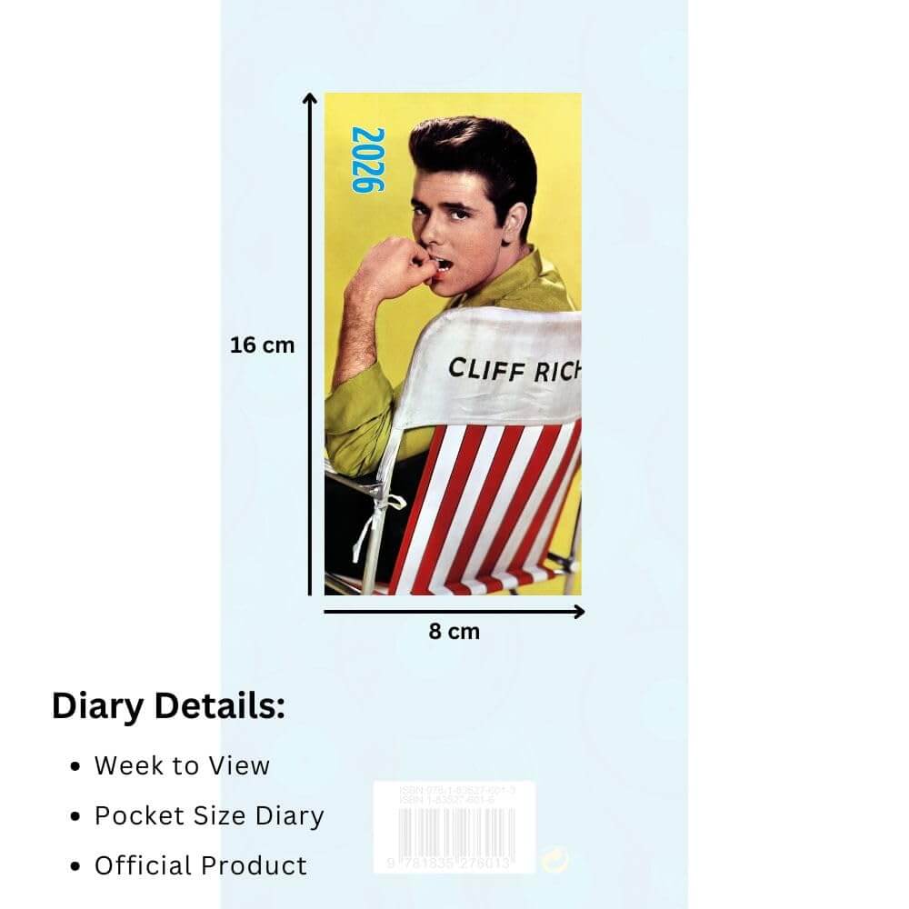 Cliff Richard Slim Diary 2026 LKT Sport Entertainment>Music>Cliff Richard Planners