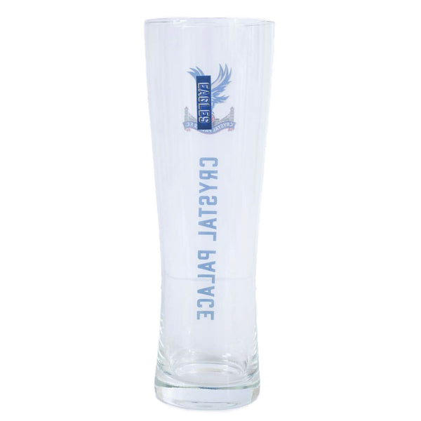 Crystal Palace FC Tall Beer Glass LKT Sport Tall slim pilsner style pint glassFeatures Palace FC text in royal blue and full colour club crestEagles text detail on reverseOfficial licensed productApprox 570ml (1 pint)Approx 24cm tall, 7cm in diameter Beer