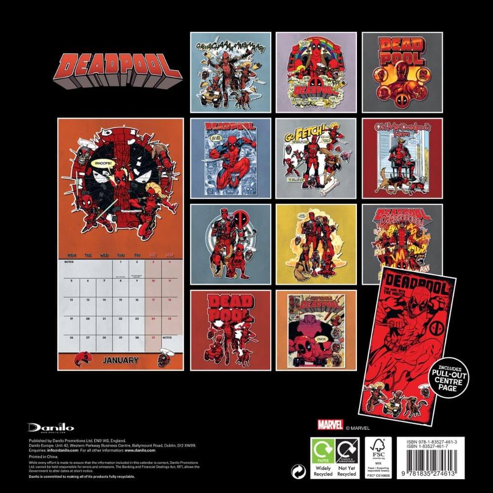 Deadpool Square Calendar 2026 LKT Sport Entertainment>Movies>Deadpool Wall Calendars