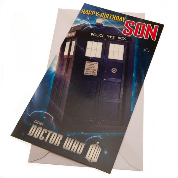 Doctor Who Birthday Card Son LKT Sport Colourful gloss finish birthday card Featuring the famous Tardis Inside features a Dalek and the message reads 'Hope Your Birthday's Out Of This World' With a plain white envelope Official licensed product Approx 22.