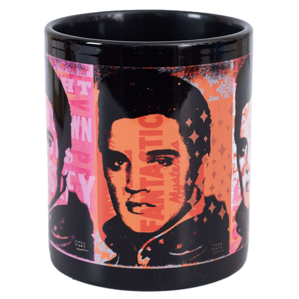 Elvis Presley Mug LKT Sport Ceramic everyday coffee mugBlack mug with three silhouettes of Elvis Presley around the mugGlazed kiln fired finishOfficial Licensed MerchandiseApprox 315ml (11oz)Approx 9cm tall, 8cm in diameter Mugs