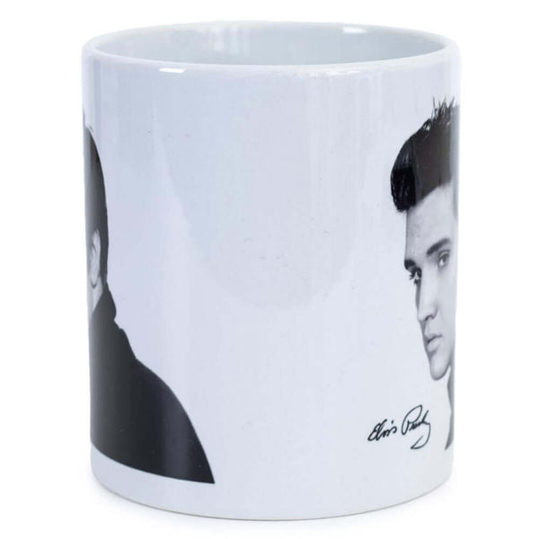 Elvis Presley Portrait Mug LKT Sport Ceramic everyday coffee mugWhite mug with signed portrait of Elvis PresleyGlazed kiln fired finish with white handleOfficial licensed productApprox 315ml (11oz)Approx 9cm tall, 8cm in diameter Mugs