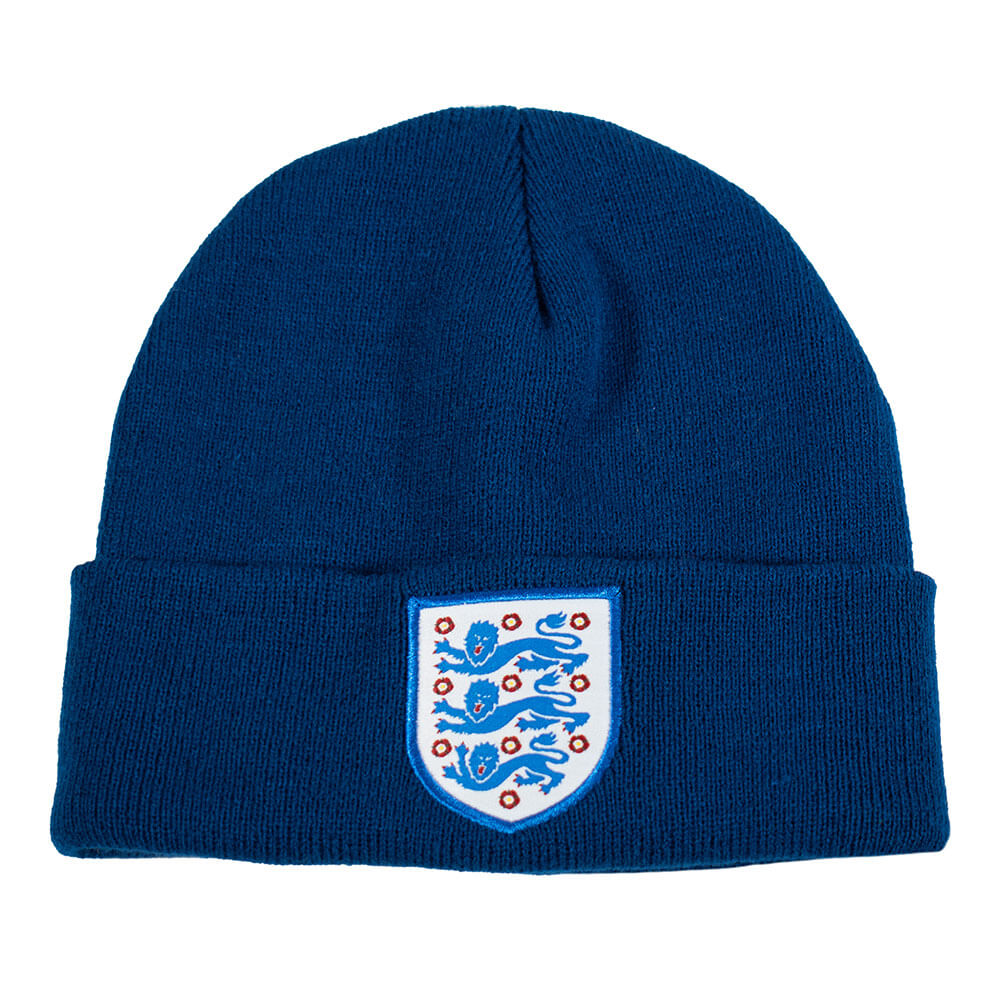 England FA Blue Cuff Beanie LKT Sport Navy knitted hat with turn up cuffFeatures a full colour England FA woven crestOfficial licensed productOne size fits all Beanies