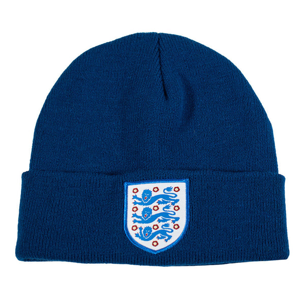 England FA Blue Cuff Beanie LKT Sport Navy knitted hat with turn up cuffFeatures a full colour England FA woven crestOfficial licensed productOne size fits all Beanies