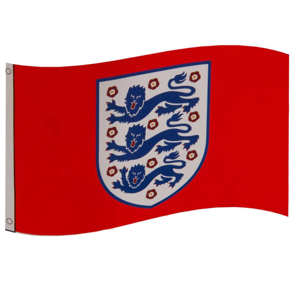 England FA Red Flag LKT Sport Large 100% polyester supporters flagThis classic design features a full colour England crest on a red backgroundPerfect for any wall with ready to hang metal eyeletsOfficial licensed productApprox 152cm x 91cm (5ft x 3ft) Fla Imagen principal del producto