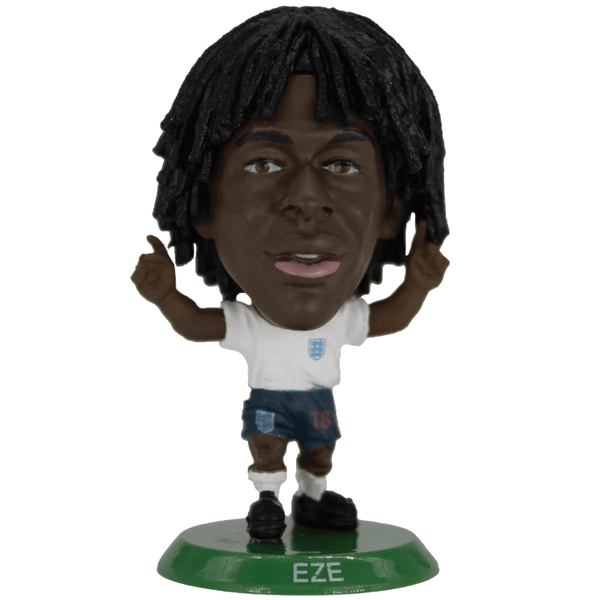 England FA SoccerStarz Eze LKT Sport Eberechi Eze Soccerstarz collectable figureFeatures classic England home kitStands 5cm tall on a green baseOfficial licensed productApprox 5cm x 2.5cm x 2.5cm Action Figures