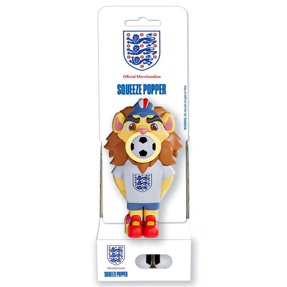 England FA Squeeze Popper LKT Sport Funky England Squeeze Popper with 4 soft foam ballsSimply place a foam ball into the popper's mouth, squeeze the squishy belly and launch soft foam balls up to approximately 6 metresSuitable for ages 3+Official licensed