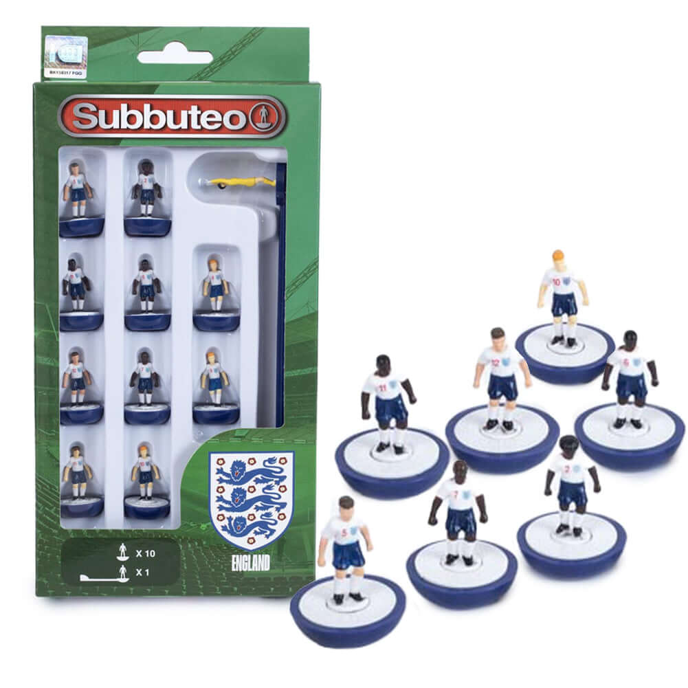 England FA Subbuteo Team LKT Sport Subbuteo, the classic table football game is back.Enjoy this compact game for 2 players anywhere you like!Features 10 England outfield players, plus the goal keeperSuitable for ages 6+Official licensed productPlayers app Imagen principal del producto