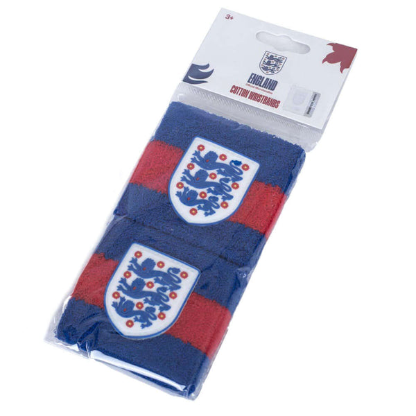 England FA Wristbands LKT Sport Pack of 2 soft cotton sweatbandsIn blue with red bands, featuring the England FA club crestElasticated, one size fits allOfficial licensed productApprox 7cm wide Wristbands