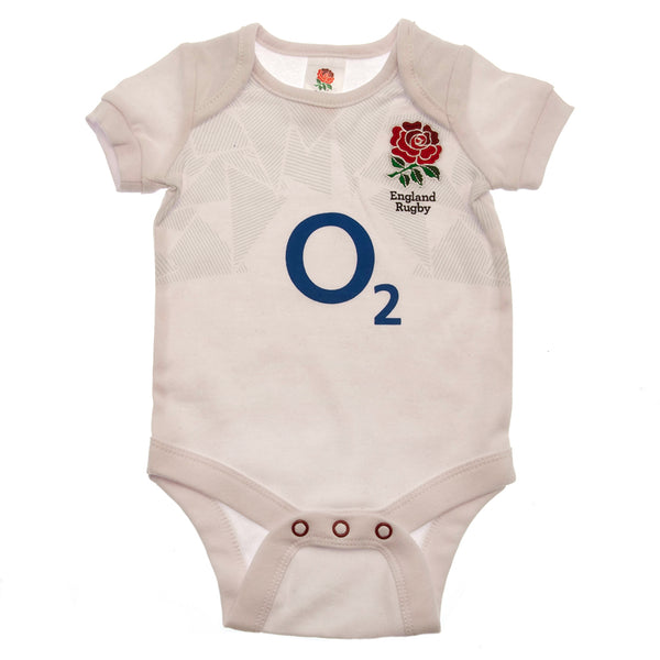 England RFU 2 Pack Bodysuit 0/3 mths PC LKT Sport This short sleeved bodysuit comes in a home and away kit twin packDesign inspired by the 2023-24 season kit with an embroidered crest and printed sponsorSoft comfortable fit with press stud fasteningMain: