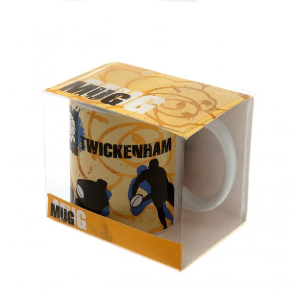 England RFU Fortress Twickenham Mug LKT Sport Ceramic everyday coffee mug Twickenham design featuring the England RFU rose and silhouette players Glazed kiln fired finish with white handle Official licensed product Approx 315ml (11oz) Approx 9cm tall, 8cm