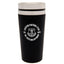 Everton FC Executive Travel Mug LKT Sport Stainless steel double-walled thermal travel mug Maintains the temperature of your drink for longer Executive design finished with a matt black soft feel Silver rim screw top lid with slide close drinking hole Off