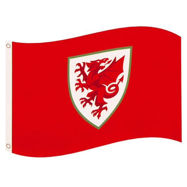 FA Wales Core Crest Flag LKT Sport Large 100% polyester supporters flagThis classic design features a full colour Wales crest on a red backgroundPerfect for any wall with ready to hang metal eyeletsOfficial licensed productApprox 152cm x 91cm (5ft x 3ft)