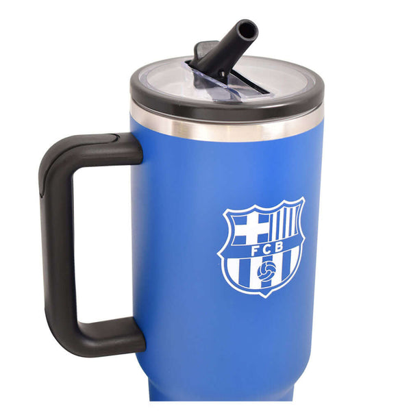 FC Barcelona 40oz Tumbler LKT Sport Blue 40oz thermal tumbler, ideal for Barca fans of all agesKeep your drinks hot or cold for hours with double-walled insulationIncludes a soft grip handle for extra comfortWith a sturdy closable drinking spout to avoid