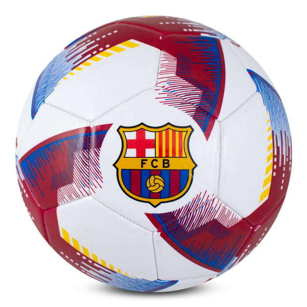 FC Barcelona Blitz Football LKT Sport Claret and white 32 panel everyday PVC FootballFeaturing a full colour FCB crest on a Blitz design ballSuitable for 14 yrs and olderOfficial licensed productSize 5 footballApprox 69cm in circumference Soccer Balls