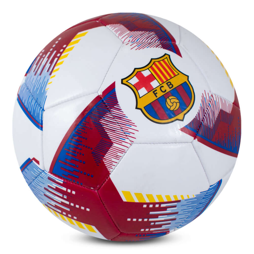 FC Barcelona Blitz Football LKT Sport Claret and white 32 panel everyday PVC FootballFeaturing a full colour FCB crest on a Blitz design ballSuitable for 14 yrs and olderOfficial licensed productSize 5 footballApprox 69cm in circumference Soccer Balls
