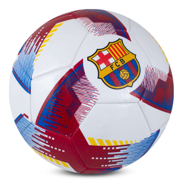 FC Barcelona Blitz Football LKT Sport Claret and white 32 panel everyday PVC FootballFeaturing a full colour FCB crest on a Blitz design ballSuitable for 14 yrs and olderOfficial licensed productSize 5 footballApprox 69cm in circumference Soccer Balls
