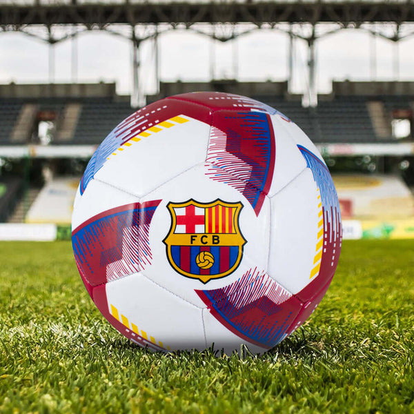 FC Barcelona Blitz Football LKT Sport Claret and white 32 panel everyday PVC FootballFeaturing a full colour FCB crest on a Blitz design ballSuitable for 14 yrs and olderOfficial licensed productSize 5 footballApprox 69cm in circumference Soccer Balls