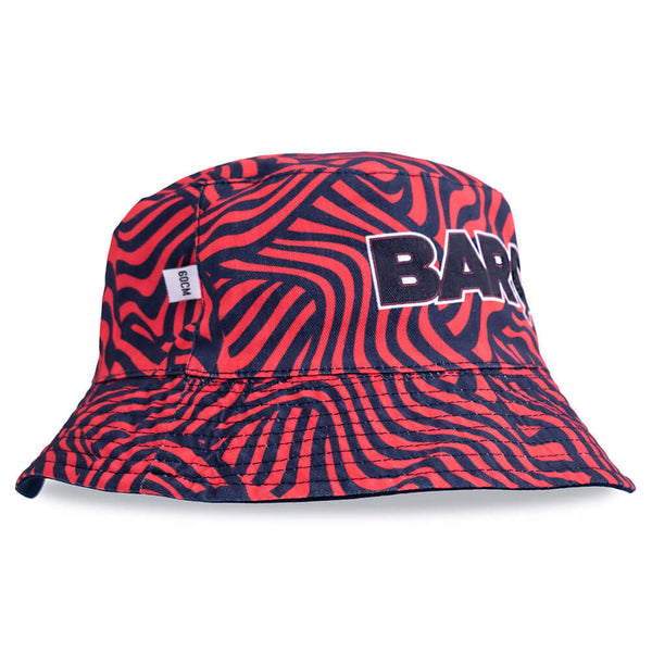 FC Barcelona Bucket Hat LKT Sport Fitted reversible bucket hat in navy with a red and navy pattern on reverseFeatures a woven FCB crestOfficial licensed productAdult, to fit approx 58cm Bucket Hats