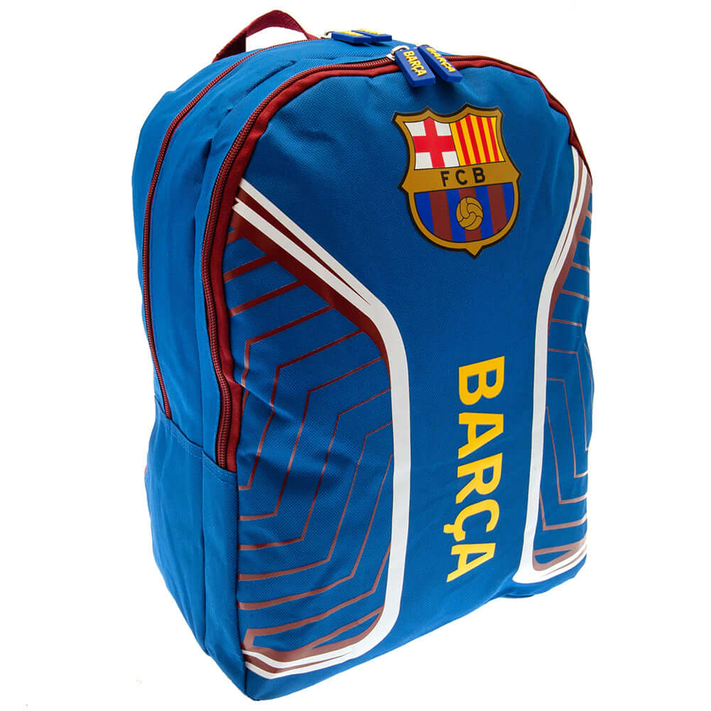 FC Barcelona Flash Backpack LKT Sport Flash design backpack featuring Barca text and a full colour crestAdjustable shoulder straps padded for comfort and a handy carry strapMain compartment has a large double zipped opening for easy accessFull size additi
