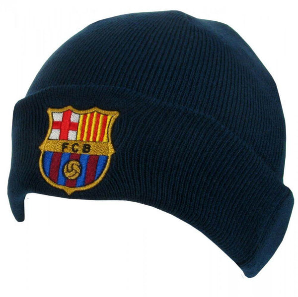 FC Barcelona Navy Cuff Beanie LKT Sport Navy knitted hat with turn up cuffFeatures a full colour FCB embroidered crestOfficial licensed productOne size fits all Beanies