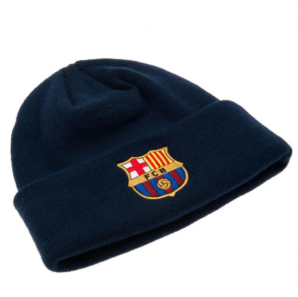 FC Barcelona Navy Cuff Beanie LKT Sport Navy knitted hat with turn up cuffFeatures a full colour FCB embroidered crestOfficial licensed productOne size fits all Beanies