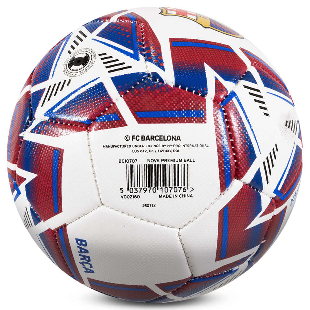 FC Barcelona Nova Premium Football LKT Sport Red and white textured premium 26 panel footballFeaturing a full colour Barca crest on a Nova design ballSuitable for 14 yrs and olderOfficial licensed productSize 5 footballApprox 69cm in circumference Soccer