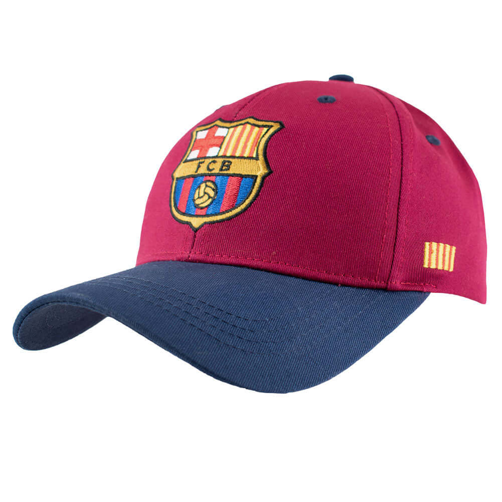FC Barcelona Red Cap LKT Sport Red and navy classic design curved brim capFeatures a full colour embroidered Barca crestWith a metal buckle size adjuster 55-61cmOfficial licensed productAdults, to fit approx 58cm Caps Main image