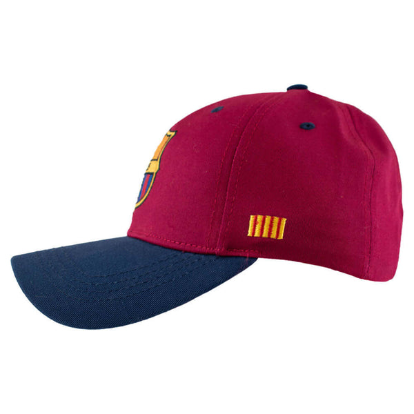 FC Barcelona Red Cap LKT Sport Red and navy classic design curved brim capFeatures a full colour embroidered Barca crestWith a metal buckle size adjuster 55-61cmOfficial licensed productAdults, to fit approx 58cm Caps