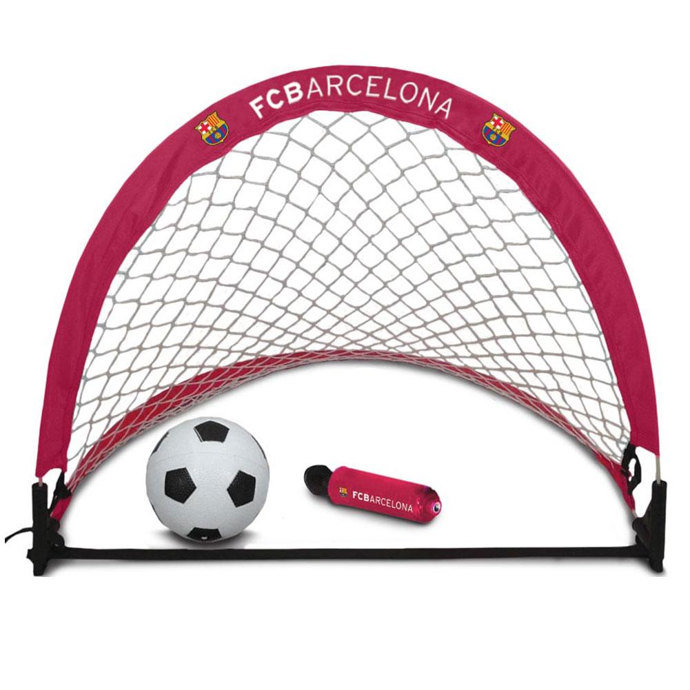 FC Barcelona Skill Goal Set LKT Sport Fantastic football goal set for the garden 2 x Claret foldable goals with Barca crest and text Comes with a 4 inch football, hand pump and ground pegs Complete with a hand carry bag Official licensed product Goals app
