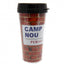 FC Barcelona Street Sign Travel Mug LKT Sport Brick wall design plastic travel mug Featuring a Camp Nou street sign and Barcelona crest Screw top lid with slide closing drinking hole Official licensed product Approx 450ml (16oz) Approx 16cm tall, 8cm in d